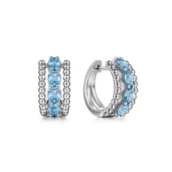 Gabriel & Co. 925 Sterling Silver Bujukan Swiss Blue Topaz Huggie Earrings