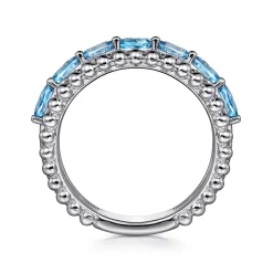 New Gabriel & Co. 925 Sterling Silver Bujukan Swiss Blue Topaz Easy Stackable Ring