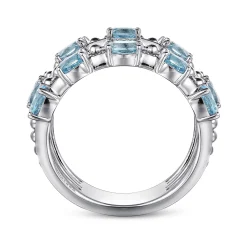 Discount Gabriel & Co. 925 Sterling Silver Bujukan Swiss Blue Topaz Easy Stackable Ring