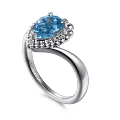 Outlet Gabriel & Co. 925 Sterling Silver Bujukan Swiss Blue Topaz Chevron Ring