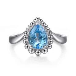 Outlet Gabriel & Co. 925 Sterling Silver Bujukan Swiss Blue Topaz Chevron Ring