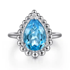 Gabriel & Co. 925 Sterling Silver Bujukan Swiss Blue Topaz Ring