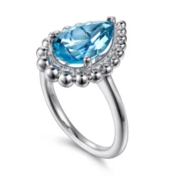Gabriel & Co. 925 Sterling Silver Bujukan Swiss Blue Topaz Ring