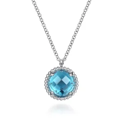 New Gabriel & Co. 925 Sterling Silver Bujukan Swiss Blue Topaz Pendant Necklace