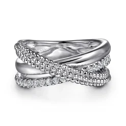Discount Gabriel & Co. 925 Sterling Silver Bujukan White Sapphire Criss Cross Ring