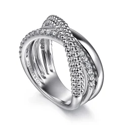 Discount Gabriel & Co. 925 Sterling Silver Bujukan White Sapphire Criss Cross Ring