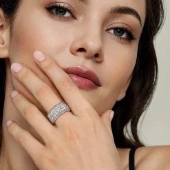 Outlet Gabriel & Co. 925 Sterling Silver Bujukan White Sapphire Wide Band Ring
