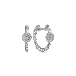 Gabriel & Co. 925 Sterling Silver Bujukan White Sapphire Pave Huggie Earrings