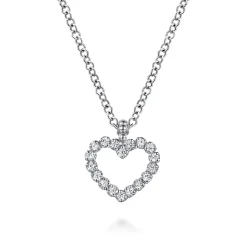 New Gabriel & Co. 925 Sterling Silver Bujukan White Sapphire Heart Pendant Necklace