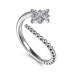 Sale Gabriel & Co. 925 Sterling Silver Bujukan White Sapphire Starburst Bypass Ring