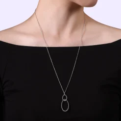 Best Gabriel & Co. 925 Sterling Silver Bujukan White Sapphire Circle Pendant Necklace