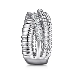 Discount Gabriel & Co. 925 Sterling Silver Bujukan White Sapphire Lady's Criss Cross Ring