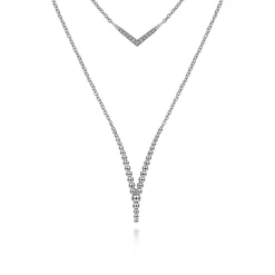 Discount Gabriel & Co. 925 Sterling Silver Bujukan White Sapphire Chevron Necklace