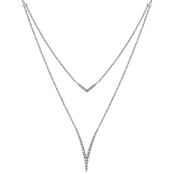 Discount Gabriel & Co. 925 Sterling Silver Bujukan White Sapphire Chevron Necklace