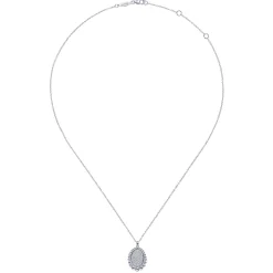 Clearance Gabriel & Co. 925 Sterling Silver Bujukan White Sapphire Pave Pendant Necklace