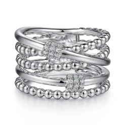 Outlet Gabriel & Co. 925 Sterling Silver Bujukan White Sapphire Criss Cross Ring