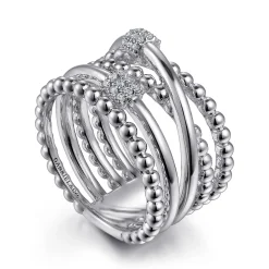 Outlet Gabriel & Co. 925 Sterling Silver Bujukan White Sapphire Criss Cross Ring