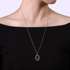 Online Gabriel & Co. 925 Sterling Silver Bujukan White Sapphire Triple Teardrop Circle Pendant Necklace