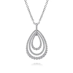 Online Gabriel & Co. 925 Sterling Silver Bujukan White Sapphire Triple Teardrop Circle Pendant Necklace