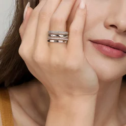 New Gabriel & Co. 925 Sterling Silver Bujukan White Sapphire Easy Stackable Ring