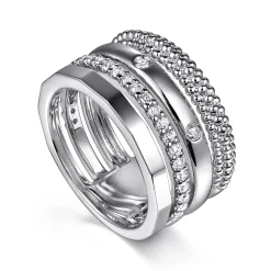 New Gabriel & Co. 925 Sterling Silver Bujukan White Sapphire Easy Stackable Ring
