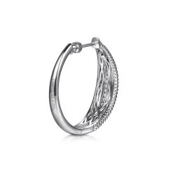 Discount Gabriel & Co. 925 Sterling Silver Bujukan White Sapphire 30mm Intricate Hoop Earrings