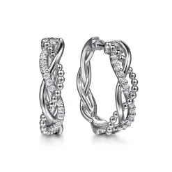 Hot Gabriel & Co. 925 Sterling Silver Bujukan White Sapphire 30mm Twisted Intricate Hoop Earrings