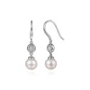 Gabriel & Co. 925 Sterling Silver Bujukan White Sapphire and Pearl Fish Wire Drop Earrings