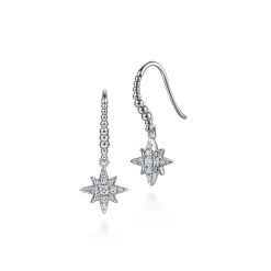 Outlet Gabriel & Co. 925 Sterling Silver Bujukan White Sapphire Starburst Drop Earrings