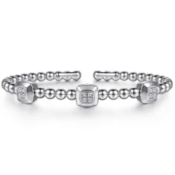 Best Gabriel & Co. 925 Sterling Silver Bujukan White Sapphire Station Bangle Bracelet