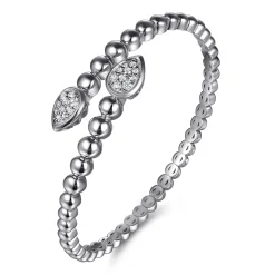 Clearance Gabriel & Co. 925 Sterling Silver Bujukan White Sapphire Bypass Bangle Bracelet