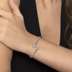 Clearance Gabriel & Co. 925 Sterling Silver Bujukan White Sapphire Bypass Bangle Bracelet