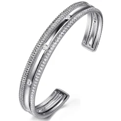 Outlet Gabriel & Co. 925 Sterling Silver Bujukan White Sapphire Multi Row Cuff Bracelet