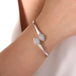 Discount Gabriel & Co. 925 Sterling Silver Bypass Bangle with White Sapphire Pave