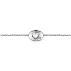 Hot Gabriel & Co. 925 Sterling Silver Chain Bracelet with Diamond Cutout Heart Charm