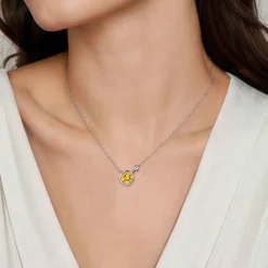 Online Gabriel & Co. 925 Sterling Silver Citrine and Diamond Pendant Necklace