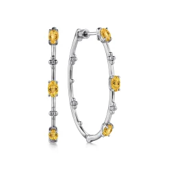 Best Gabriel & Co. 925 Sterling Silver Citrine Bujukan Classic 40mm Hoop Earrings