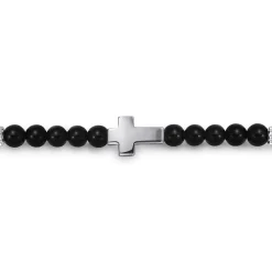 Best Gabriel & Co. 925 Sterling Silver Cross Bracelet with 4mm Onyx Beads