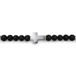 Hot Gabriel & Co. 925 Sterling Silver Cross Bracelet with 4mm Onyx Beads