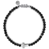 Outlet Gabriel & Co. 925 Sterling Silver Cross Bracelet with 4mm Onyx Beads