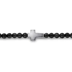 Sale Gabriel & Co. 925 Sterling Silver Cross Bracelet with 4mm Onyx Beads