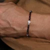 Outlet Gabriel & Co. 925 Sterling Silver Cross Bracelet with 4mm Tiger Eye Beads