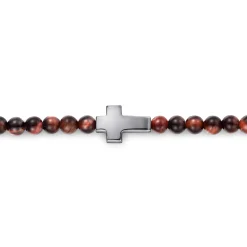 Outlet Gabriel & Co. 925 Sterling Silver Cross Bracelet with 4mm Tiger Eye Beads