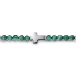Outlet Gabriel & Co. 925 Sterling Silver Cross Bracelet with 4mm Malachite Beads