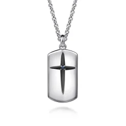Sale Gabriel & Co. 925 Sterling Silver Cross Dog Tag Pendant