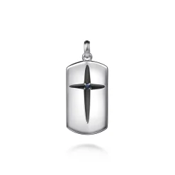 Sale Gabriel & Co. 925 Sterling Silver Cross Dog Tag Pendant