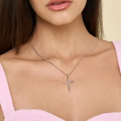 Sale Gabriel & Co. 925 Sterling Silver Cross Pendant Necklace-Bujukan