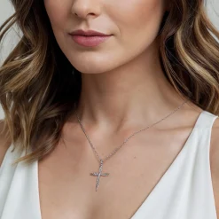Sale Gabriel & Co. 925 Sterling Silver Cross Pendant Necklace-Bujukan