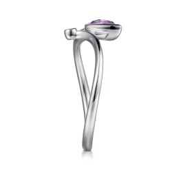 Sale Gabriel & Co. 925 Sterling Silver Diamond and Amethyst Teardrop Bypass Ring