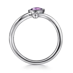 Sale Gabriel & Co. 925 Sterling Silver Diamond and Amethyst Teardrop Bypass Ring
